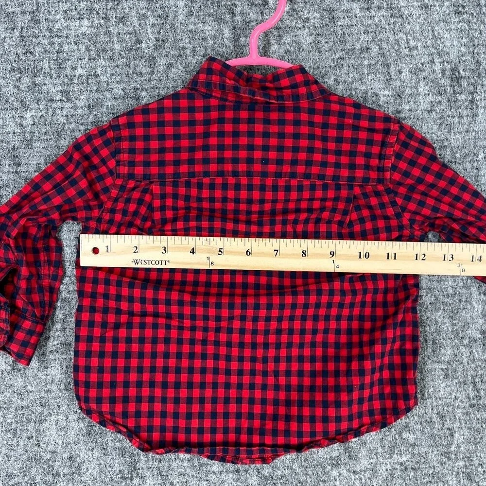Ralph Lauren Baby Boy Button Up Dress Shirt 12‎ Months Red Plaid Cotton